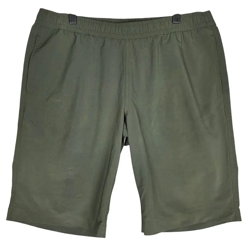 J. HILBURN CUSTOM OLIVE PERFORMANCE TECH PULL-ON SHORTS – SIZE W34 – MINIMALIST